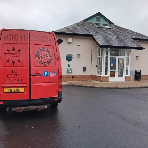 Ferdie parked at Neuadd Llanarthne
